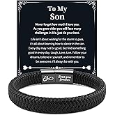 VU100 Gifts for Son/Man/Brother Leather Bracelet for Men Inspirational Gifts Valentine's Day Birthday Present for Boyfriend Husband Teenage