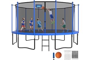 YORIN Tranpoline 16FT 15FT 14FT 12FT 10FT 8FT Tranpoline for Kids and Adults 1500LBS Tranpoline with Basketball Hoop, Enclosure Net, Back Yard Heavy Duty Recreational Tranpolines, ASTM Approved