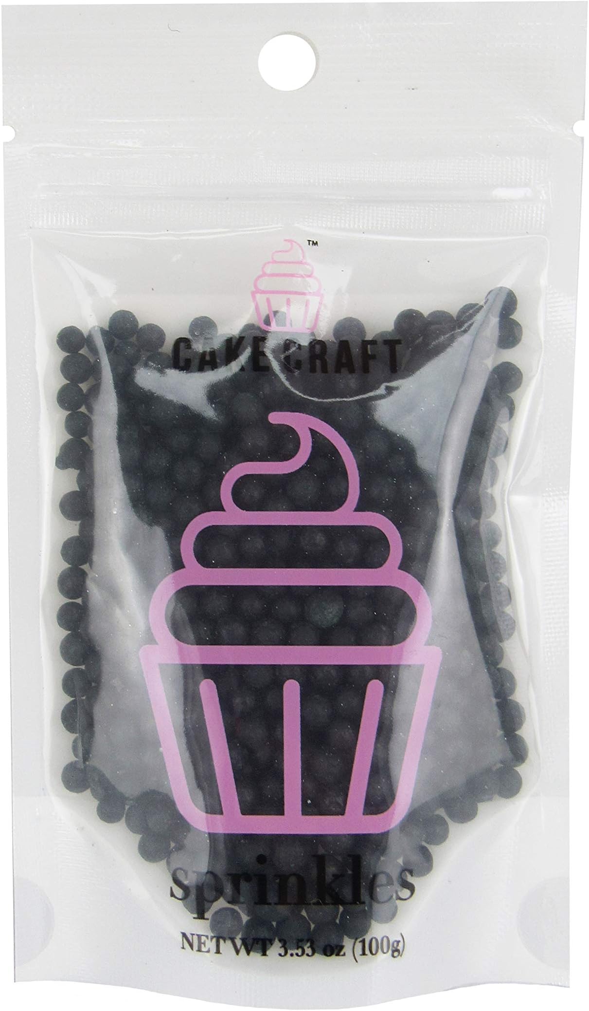 Cake Craft Sprinkles Black Sugar Pearls 3.53 Ounces