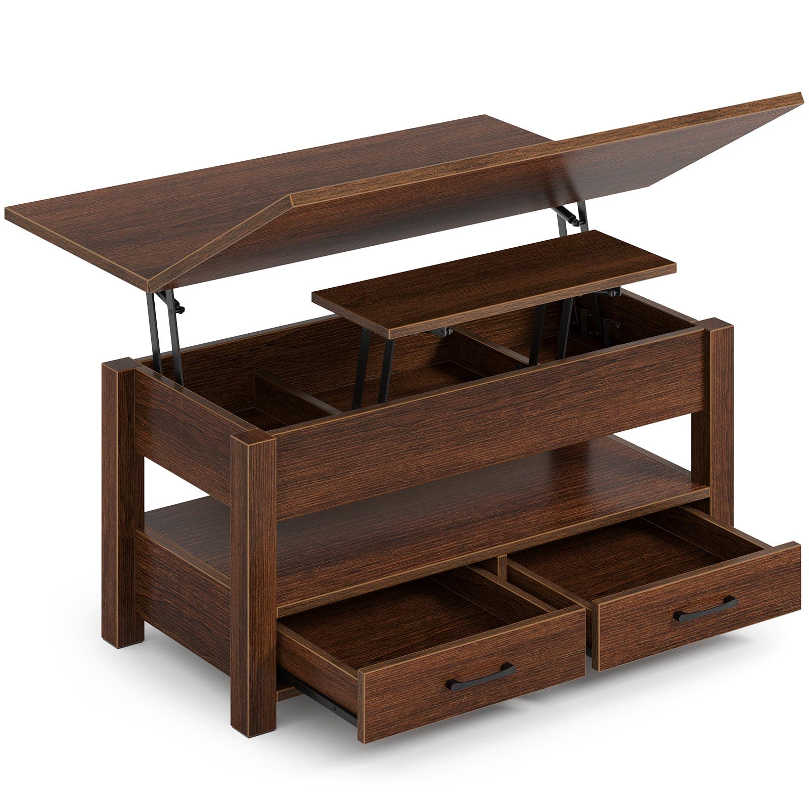 Photo 1 of Rolanstar Coffee Table Lift Top, Multi-Function Convertible Coffee Table with Drawers and Hidden Compartment, Converts to Dining Table for Living Room, Home Office,Espresso