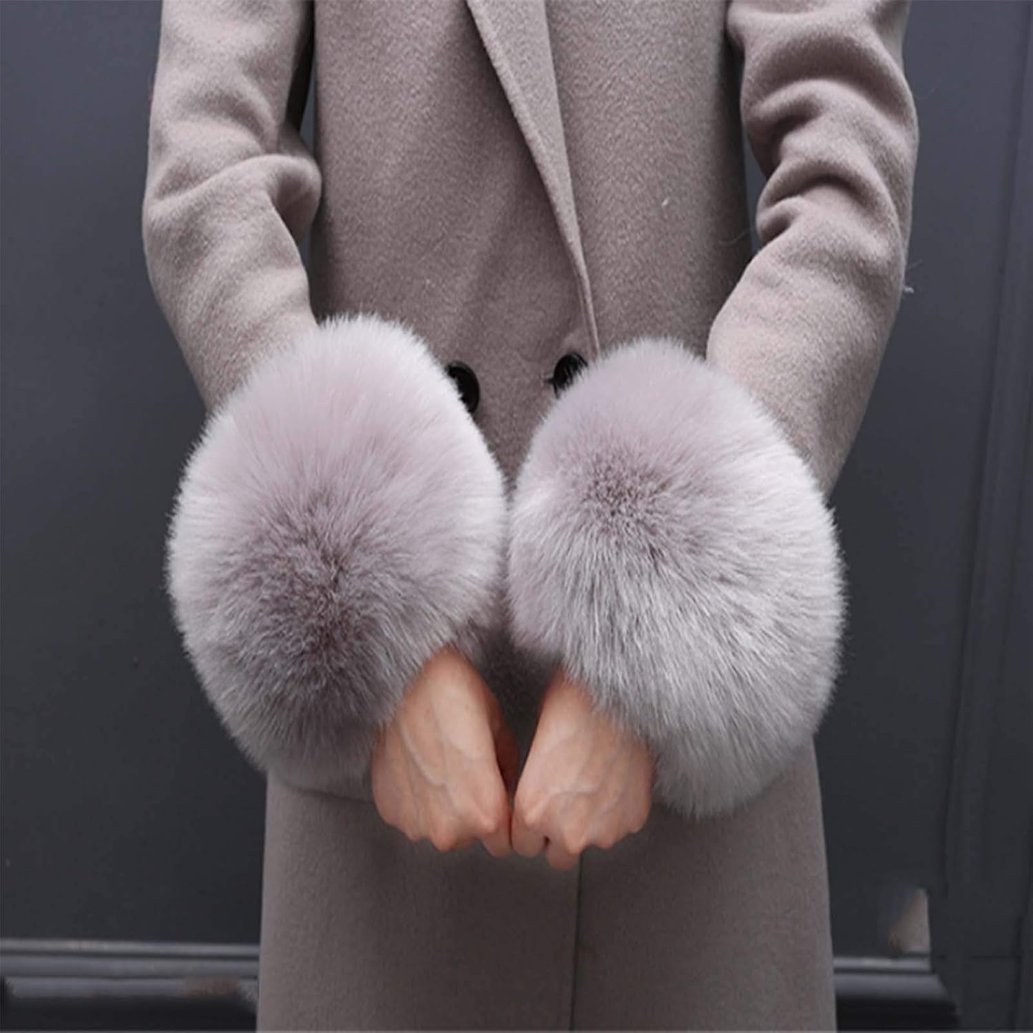 1 Pairs Detachable Fur Cuffs,Soft and Fluffy Faux Fur Wrist Band Ring