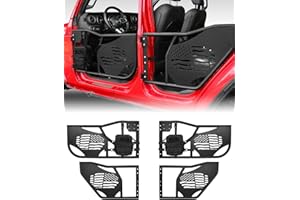 ROADER JK Tube Doors for 2007-2018 Jeep Wrangler JK Unlimited 4-Door US Flag pattern Front & Rear Tubular Half Doors, Offroad Trail Door With Front Door Side Storage Bag
