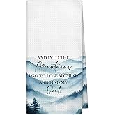 Yjeslw Mountain Decor Kitchen Towels, Inspirational Gifts for Women Hand Dish Towels Decor, Woodland Mountain Foggy Forest Tea Towel for Kitchen Bathroom Decorative, 16x24 Inch