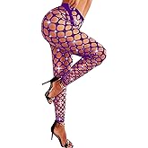 RSLOVE Women Sexy High Waist Tights Rhinestone Sparkle Fishnet Stockings Pantyhose Leggings Lingerie Pants