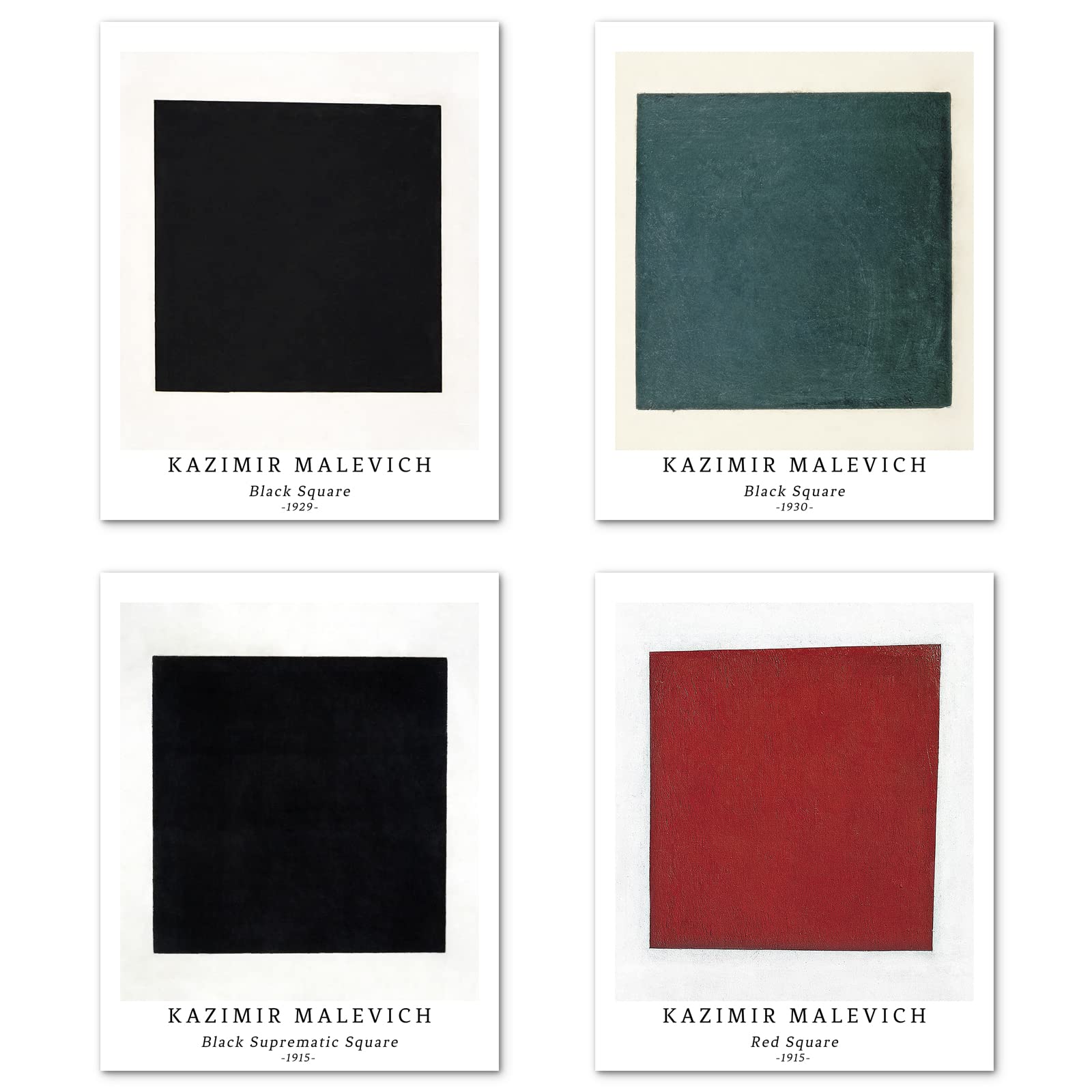 Berkin Arts Wall Art Unframed Prints Giclee Art Paper Set of 4, 11x14 inch Abstract Geometric Artwork, Bathroom Decoration Square Minimalist Vintage Great PresentKazimir Malevich Prints