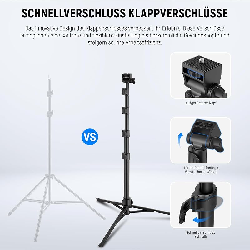 Basic Handy Stativ für iPhone Kamera mit Fernbedienung und Handyhalterung, 66" Metall Selfie Stick, Reise Vlog Smartphone Stativ, tragbare Kamera Mobile Tripod für Videoaufnahmen Filmen, TS03