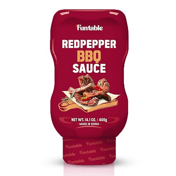 FUNTABLE RED PEPPER BBQ SAUCE (14.1OZ, PACK OF 1) – SPICY KOREAN-STYLE BBQ SAUCE, AUTHENTIC KOREAN LOW-CALORIE, SAVOURY FLAVORS. PERFECT DIP CONDIMENT FOR CHICKEN, NUGGETS, WINGS, FRIES, NACHOS