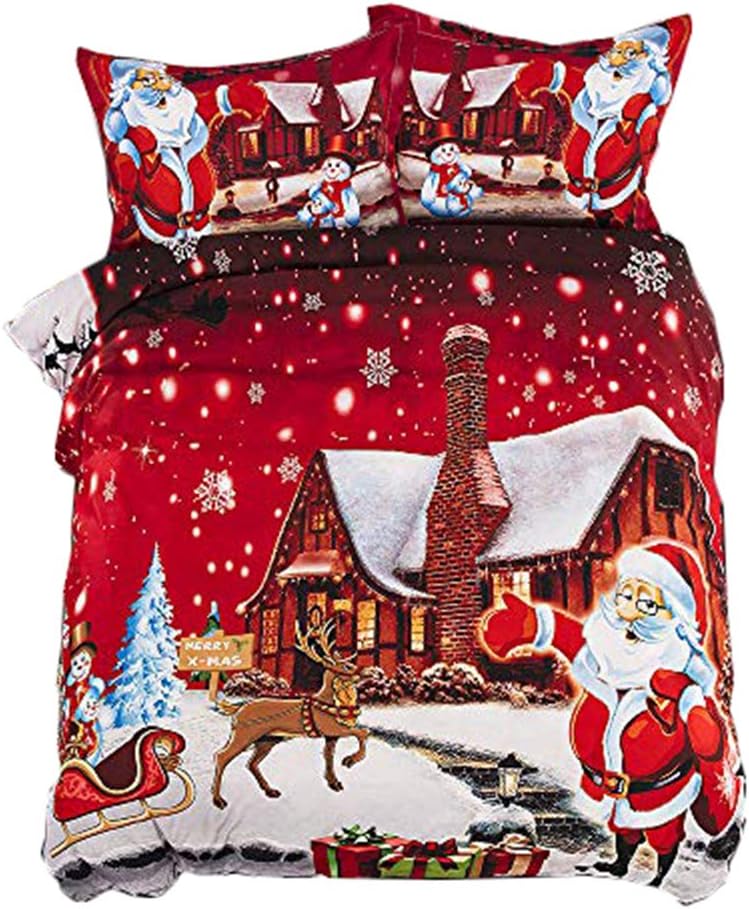 Onlyway Christmas Bedding Santa Claus Duvet set Double/King Quilt Cover