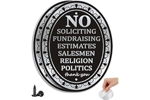 i-CowFun (2 Pack) Metal Self-adhesive No Soliciting Sign for House Door - 6" x 4.7" Small Aluminum No Soliciting Sign for Front Door, Home and Business, No Religion, Estimates, Salesmen