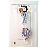Taylor Toy Over the Door Hanging Laundry Hamper – Basketball Hamper for Kids Bedroom, Sports-Themed Laundry Basket with Hoop 