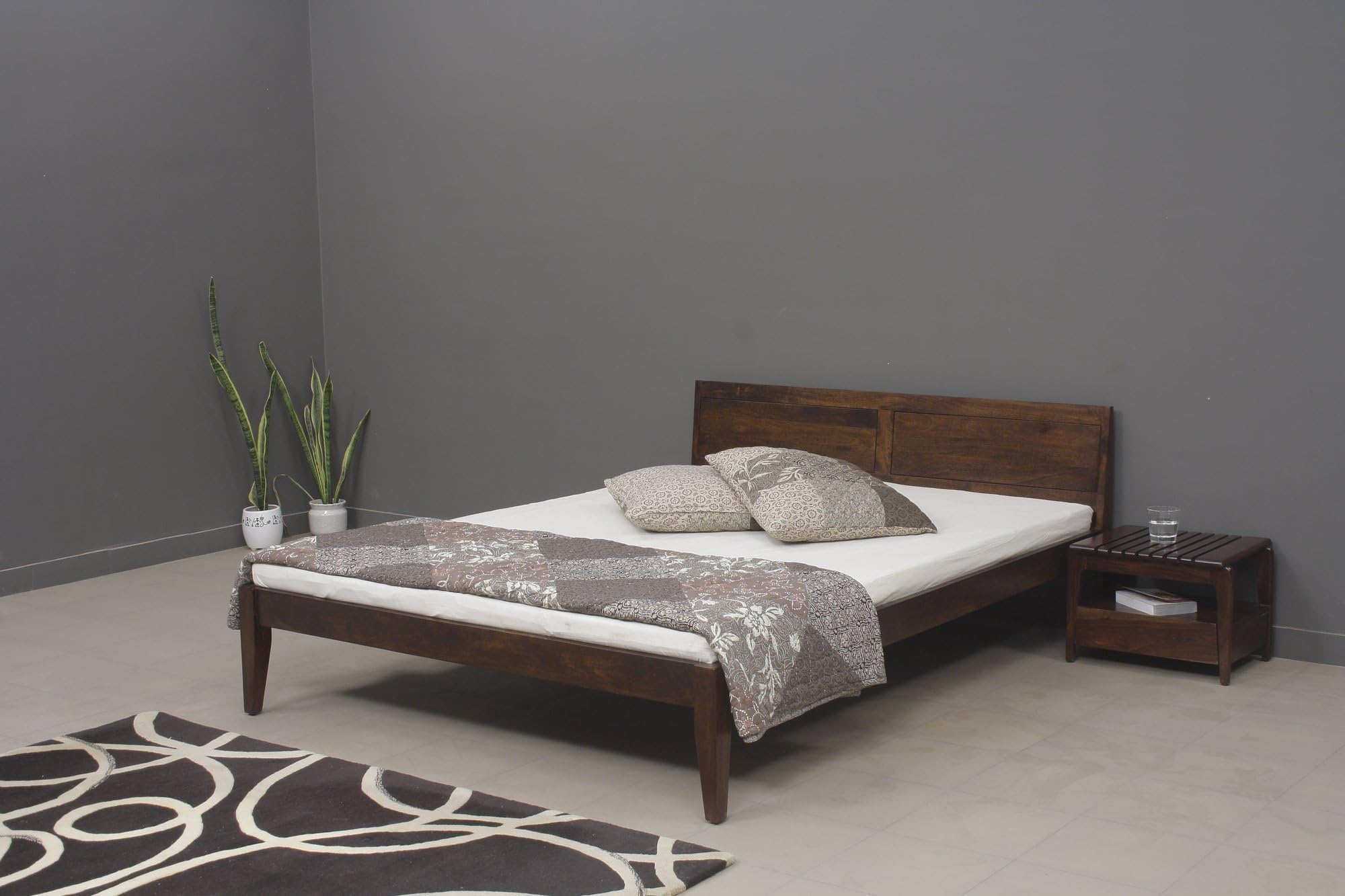 Heritage Prime Bizz Solid Wood King Size Bed (Nut Brown Finish)