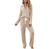 Samring Pajamas Women's Long Sleeve Sleepwear Button Down Pj Sets Soft Loungewear Pajama Set for Women S-XXL