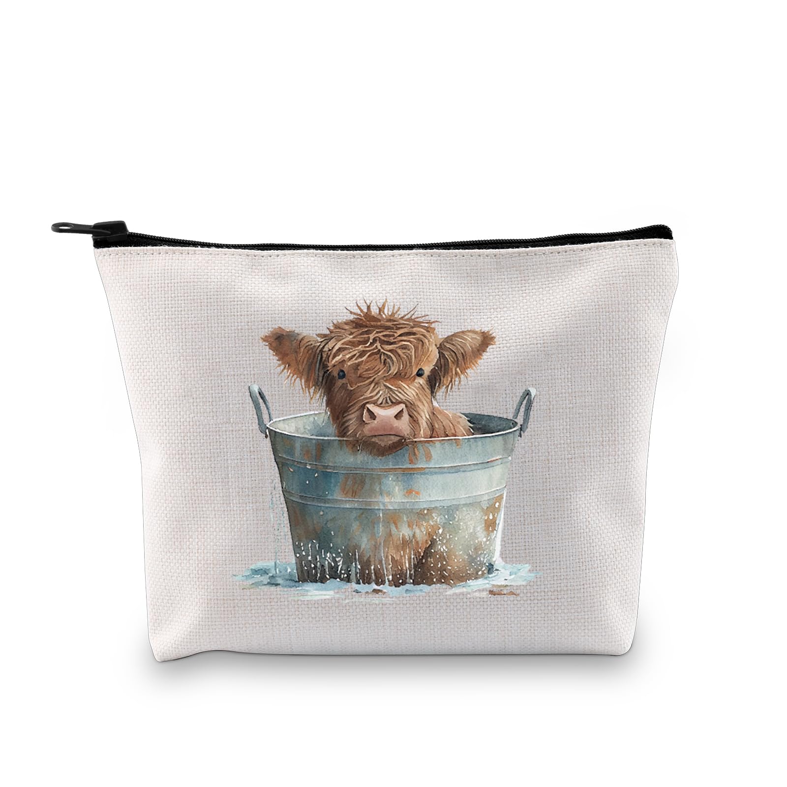 Highland Cow Makeup Bag Western Travel Cosmetic Bag Country G-IRL Gift Scottish Cow Merch Cow Makeup Bag Cowgirl Gifts (Highland Bag)