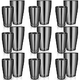 Lallisa 10 Pieces Cocktail Shakers Professional Bar Boston Shaker Set Stainless Steel Martini Shaker Drink Mixer Basic Tools Weighted Shake Metal Can for Bartenders, 18 Oz, 28 oz(Black)
