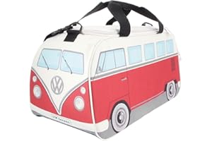 BRISA VW Collection - Volkswagen Retro Sport Shoulder Fitness Bag in T1 Bus Shape (Small/Classic Bus/Red & Beige)