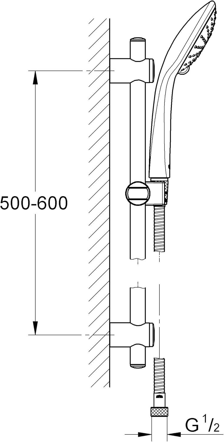 GROHE 27326000 Vitalio Joy 110 Duo Shower Rail Set including 2 Spray Options, Chrome, Sin pegamento - Image 3