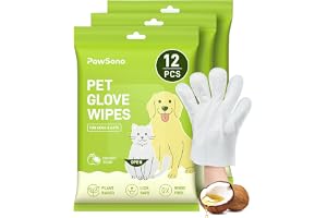 PawSono 36PCS Hypoallergenic Pet Glove Wipes for Dogs, Cats & Small Animals | No-Rinse Deodorizing Dog Wipes for Paws, Butt, Eyes & Ears | Pet Wipes for Stain & Odor Cleanup Between Baths & Travel