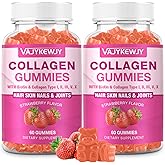 VAJYKEWJY 2-Pack Collagen Gummies for Women & Men - with Biotin, Vitamin C, & Zinc for Skin Radiance, Hair Growth, Strong Nails, & Joint Support, 120 Count