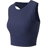 AARYA Women's Ribbed Workout Tank Top Cropped Sports Top, Double Layer, Yoga & Activewear Shirt for Gym, Running, Tennis