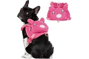 OUOBOB Dog Harness with Backpack, Adjustable Dog Backpack Harness for Small Medium Dogs, No-Pull Breathable Backpacks for Dogs to Wear, for Traveling, Hiking, Camping, Training, Pink M