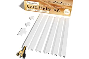 Delamu Cord Hider, 85in Cord Covers for 2-3 Wires on Wall, Self-Adhesive Cable Hider, Wire Hiders Wire Covers for TV Cords on