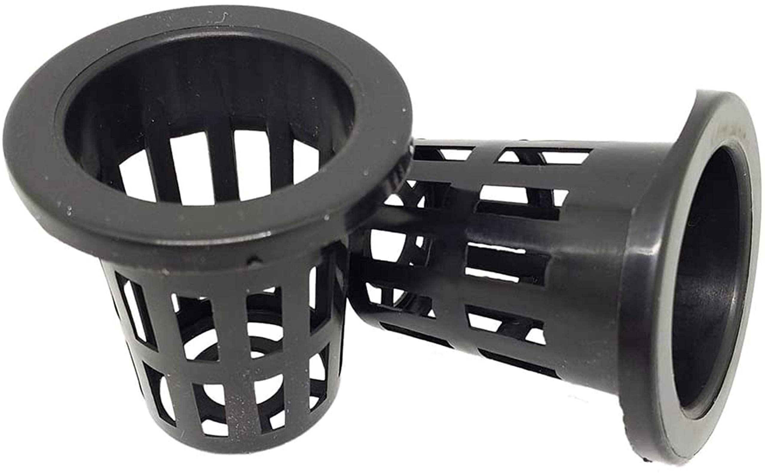 JpGdn 50pcs 1.8" Hydroponic Planting Mesh Net Pot Cups Plastic Basket for Garden Nursery Germination Plant Grow Cup Aquaponics Containers (Black)
