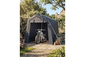 IDEALHOUSE Heavy-Duty 6x6 ft Outdoor Storage Shed, Waterproof & UV-Resistant Carport Shelter with Roll-Up Zipper Doors and Ve