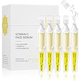 Vitamin C Face Serum with Glutathione, 4D Hyaluronic Acid & Aloe Vera – Lightweight Brightening & Hydrating Ampoule for Daily Skincare, Dark Spots, Sensitive Skin Friendly - 15 Ampoules (1ml each)