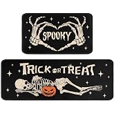 Ghroiep 2 Piece Halloween Kitchen Decor Rugs Set,Skeleton Kitchen Rugs and Mats Non Skid Washable Absorbent Kitchen Accessories Decoration Floor Mats 17