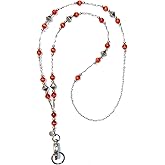 Hidden Hollow Beads Women’s SUPER SLIM Beaded Lanyards for ID Badges Cards Teacher Cruise Keys Keychain Cell Phone 34”