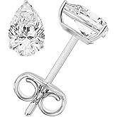 Moissanite Stud Earrings, 0.5ct-3ct D Color VVS1 Clarity Moissanite 14K White Gold Plated Sterling Silver Imitation Diamond Push Back Earrings For Women