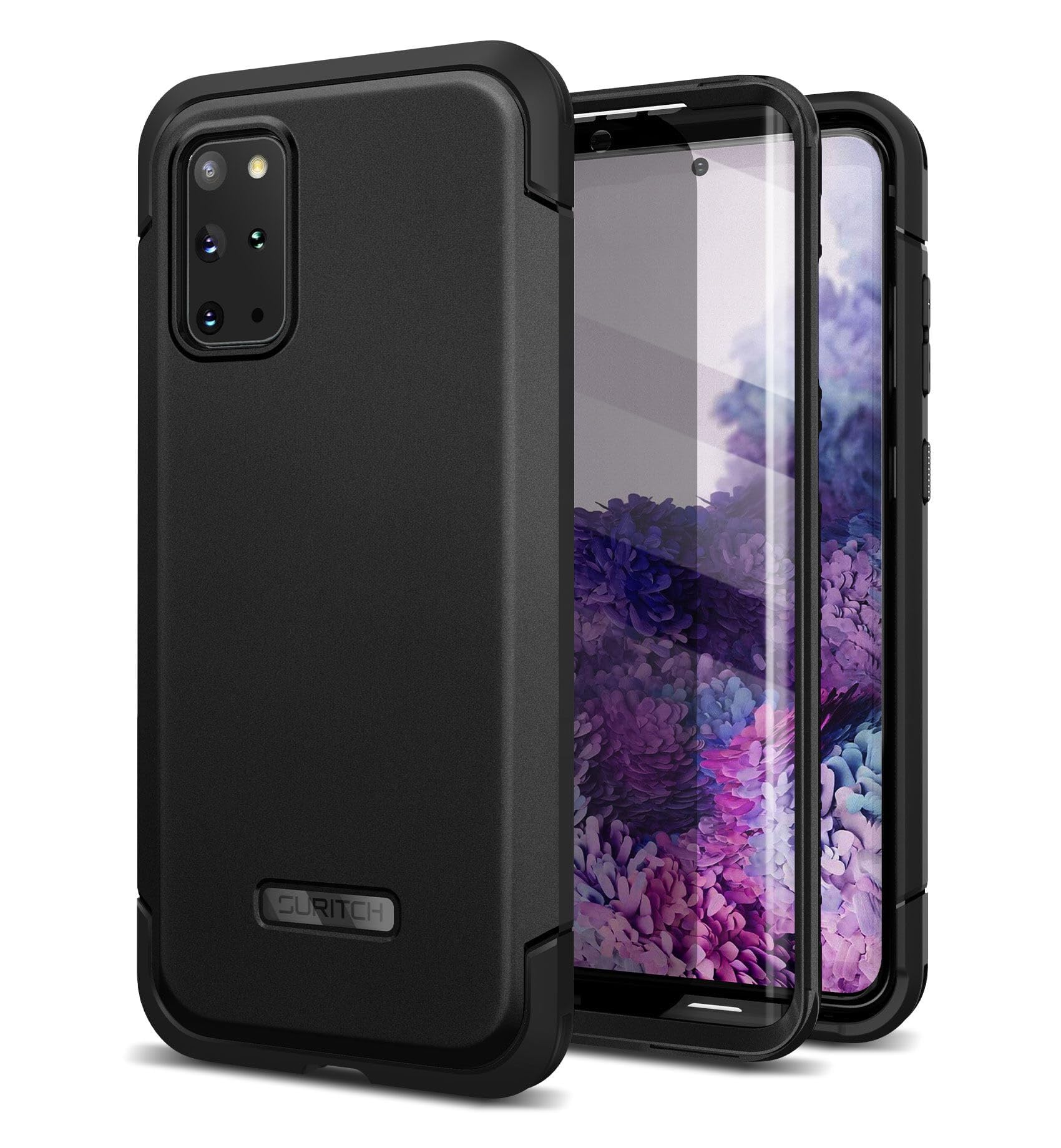 Photo 1 of SURITCH for Samsung Galaxy S20 Plus Case, [Extra Front Frame] Full-Body Heavy Duty Rugged Shockproof Protective Phone Cover with Built-in Screen Protector for Samsung S20 Plus 6.7 Inch - Black