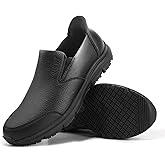 Jacata Slip on Work Shoes for Men Arch Support Food Service Mens Water Slip Resistant Leather Chef Non Slip Walking Shoes for Restaurant Kitchen Sneakers