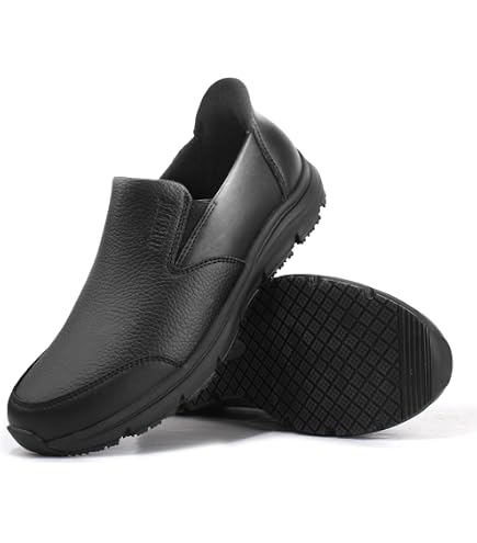 non slip dress shoes women Jacata Black Work for Food Service Womens Water Slip Resistant Leather Slip on Chef Walking Shoes for Restaurant Kitchen Sneakers (Black Size 6.5) These womens black low Casual Summer Dress Club Exx Long Sleeve Change Color (10 $):Other color