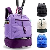 J World Ace 2 Racket Tennis Backpack for Women Men. Badminton Squash Pickleball Bag. Kids Sports Gym Bag w/Shoe Compartment