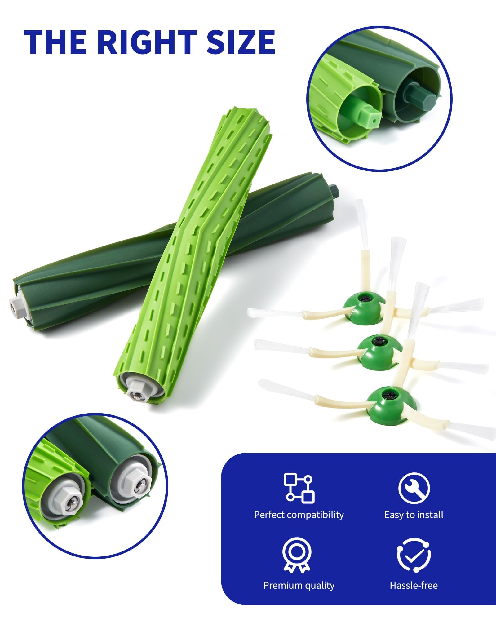 Replacement Parts & Accessories for iRobot E, I & J Series, Combo i5, j5 Series Robot Vacuum, Dual Multi-Surface Rubber Brushes & 3 HEPA Filter & 3 Edge-Sweeping Brushes