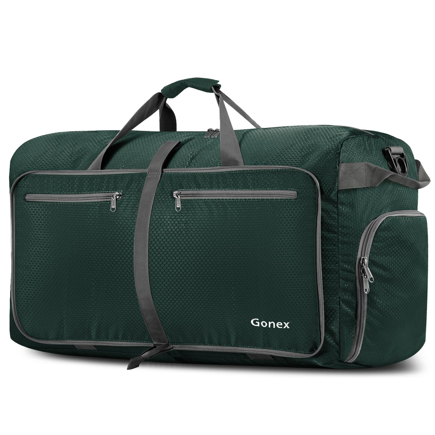 Photo 1 of Gonex 150L Large Foldable Travel Duffle Bag with Shoe Compartment, Packable Lightweight Water Resistant Duffel Bag for Camping Gym Weekender, Blackish Green
