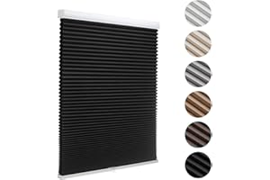 MYshade Blackout Cordless Cellular Shades Honeycomb Shades for Indoor Windows Room Darkening Blinds for Home Office Pull Down Window Shades Easy to Install 39 inch Wide, H72 Black Pleated Shades