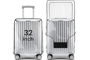 THMINS Clear 32 Inch Luggage Cover,Waterproof Dustproof Anti-Scratch PVC Luggage Protector,Transparent Luggage Cover for Whee