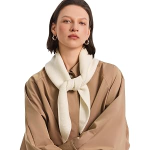 PULI Women's Sophie Scarf Rib Knit Neck Warmer Layering Travel Office | Tucks into Coat Collars by Day and Pulls Over Ears on