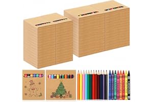 Weekgrat 60 Sets Colored Pencils and Crayons Bulk Christmas School Classroom Party Favors, Holiday Gift Bundle Craft Supplies in Box Mini Pencils Crayons Teacher Supplies, Cute Xmas Students Gifts