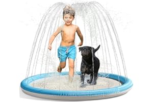 Eosarcu Non Slip Dog Splash Pad - 59" Large Kids Splash Sprinkler Pad, Summer Outdoor Toys for Toddlers 1-3 and Kids Ages 4-8, Wading Pool for Backyard