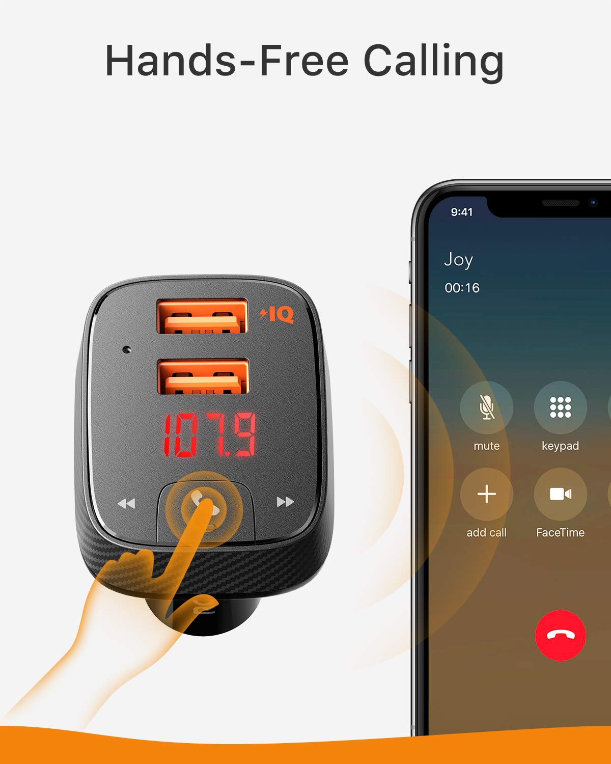 ROAV SmartCharge F2 Bluetooth FM Transmitter, Wireless Audio Adapter and Receiver, Car Charger with Bluetooth, Car Locator, App Support, 2 USB Ports, PowerIQ