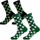 IZUS 2-Set Green Shamrock Crew Socks for Women Men St.Patricks Day Casual Novelty Funny Festival Socks Size 6-12