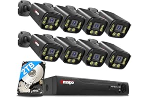 ANSSIPO 5MP Wired Security Camera System for Outdoor Indoor, 8pcs PoE Security Cameras with Two-Way Audio, AI Face/Motion Detection, Color Night Vision, 8-Channel H.265+ NVR, 2TB Hard Drive, Smart Playback