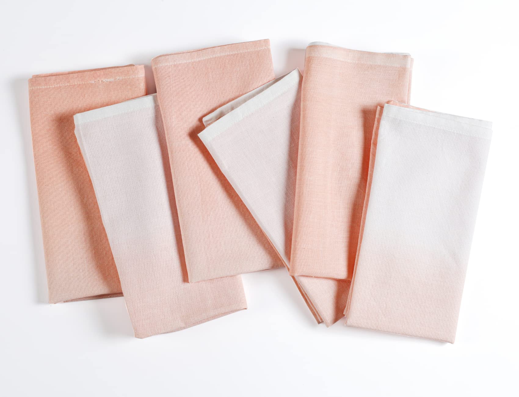 FINGERCRAFT Ombre Cloth Napkins Set of 6 Cotton Linen Blend Dinner Napkins Perfect for Parties Dinners Weddings Cocktail Christmas Napkins Cloth 20x20 Ombrey (Peach)