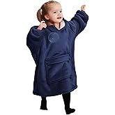 KFUBUO Wearable Blanket Hoodie for Kids Toddlers Sherpa Blanket Sweatshirt With Pocket Cute Hoodies 2-6 Year Old Girl Boy Birthday Gifts Navy