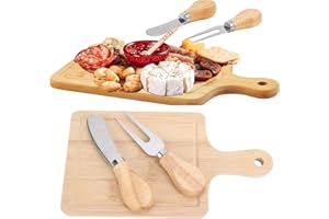 Cheese Board Set of 3, Square Wood Charcuterie Set Cheese Ball Serving Dish for Appetizer Birthdays, Weddings