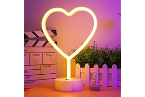 ENUOLI Neon Night Light Heart Shaped with Warm White Lamp USB & Battery Powered Hanging Wedding Sign Novelty Indoor Lamps Dec