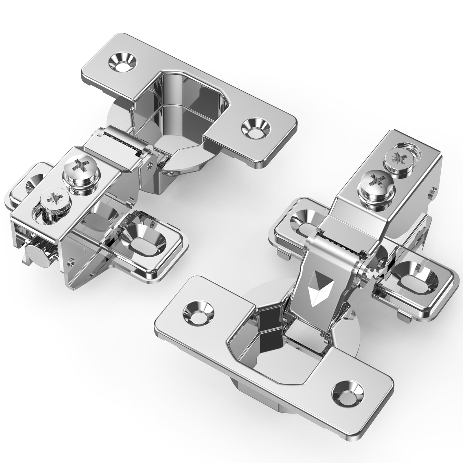 Photo 1 of (partial set) Chibery 50 Pack 1/2" Overlay Soft Close Face Frame ? Frameless Hinges, Stainless Steel Quiet 3D Concealed for Kitchen Door, 105° Slow Smooth Hardware Replacement, Self Closing Hidden, Satin Nickel